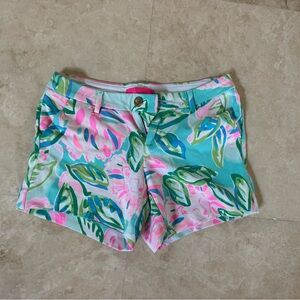Lilly Pulitzer Pink and Green Floral Women's Shorts- 0